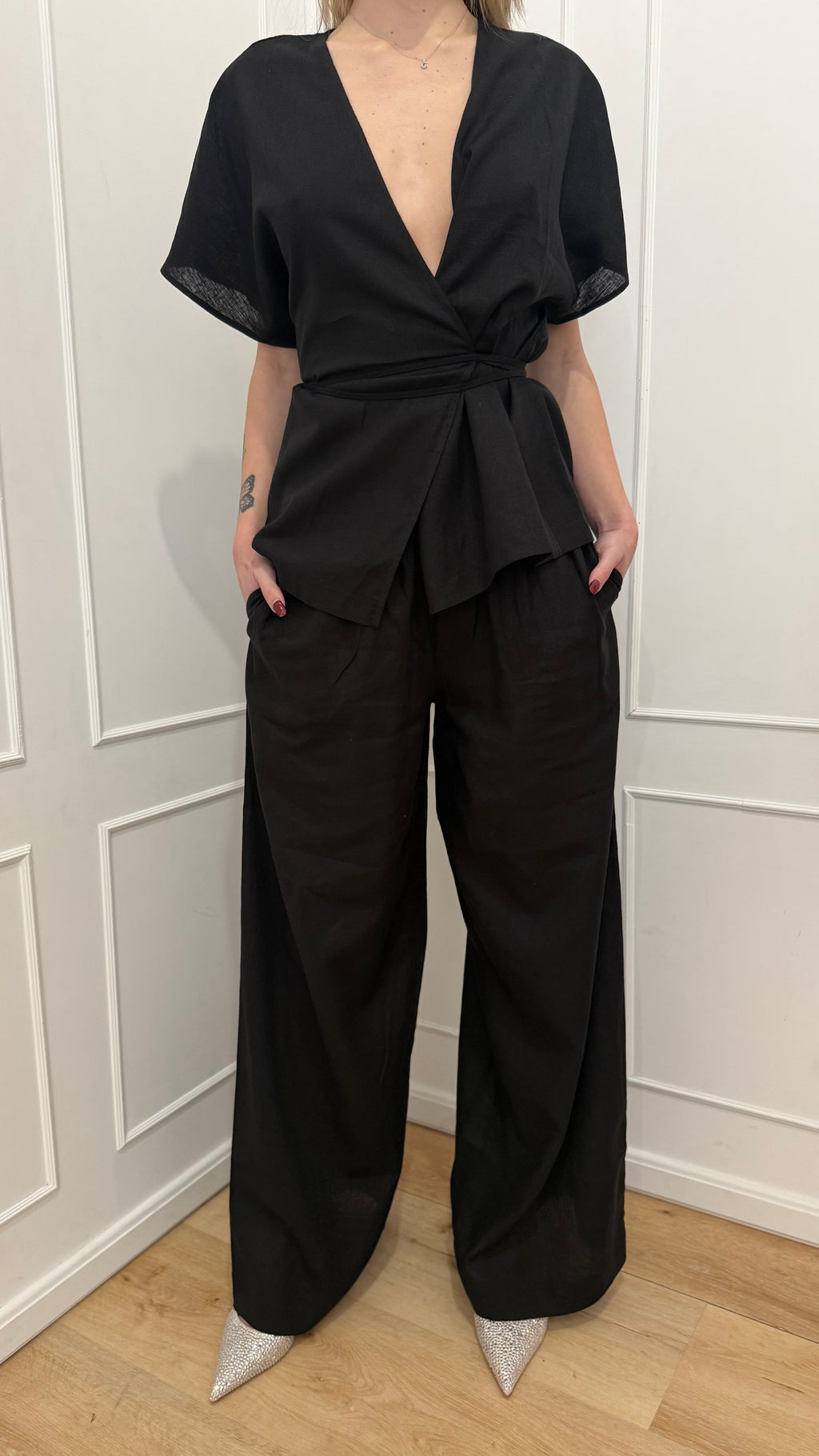 Pantalone in lino nero Hinnominate