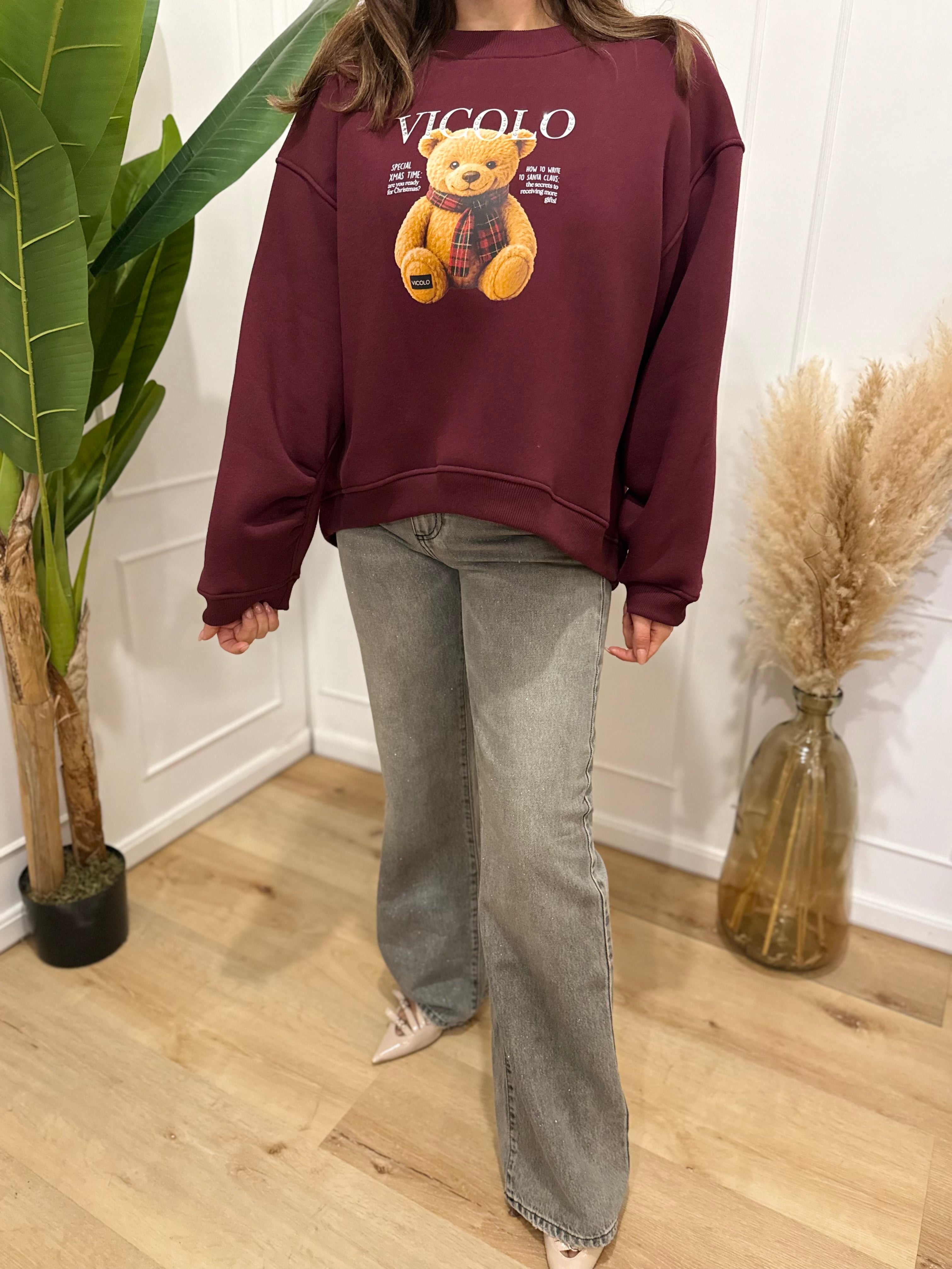 Felpa  orsetto  bordeaux vicolo