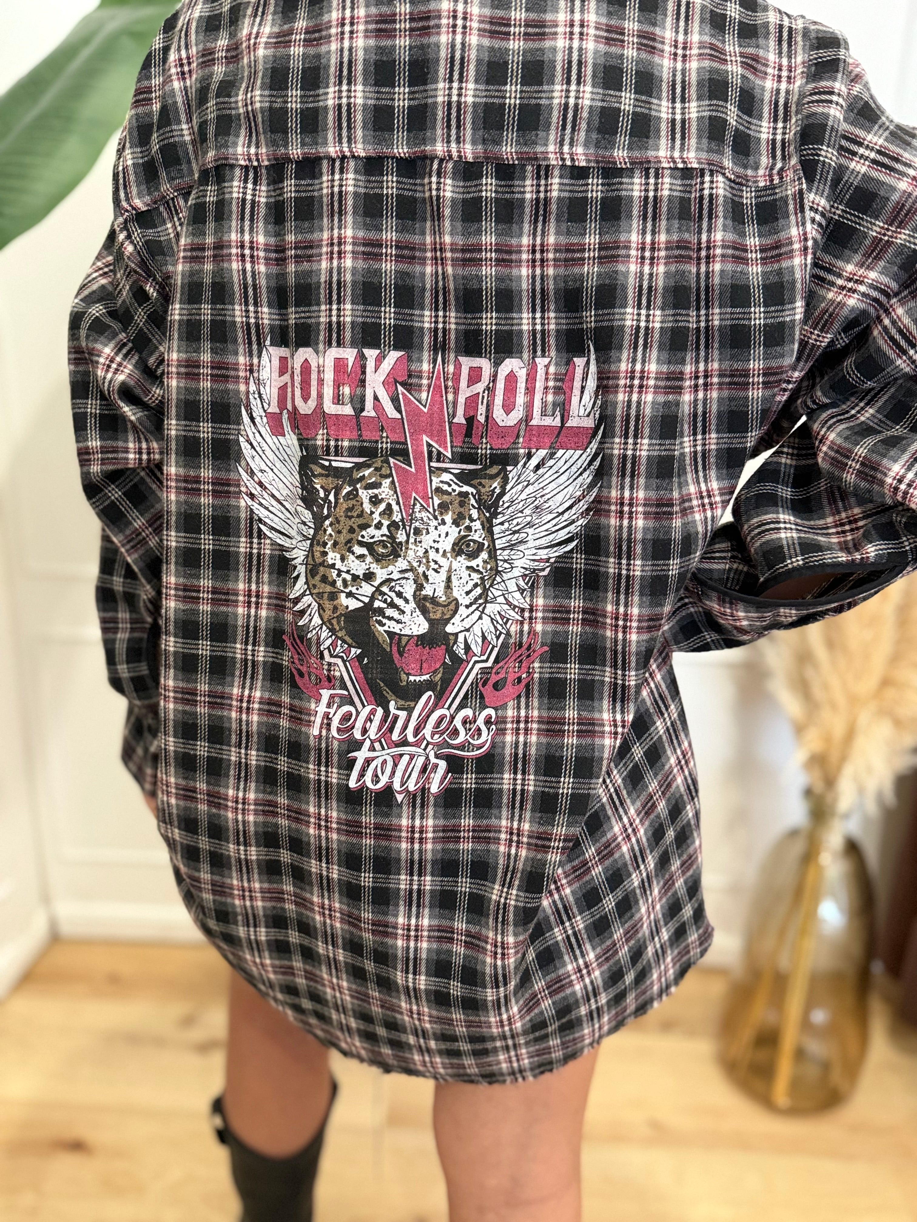 Camicione con stampa rock and roll vicolo