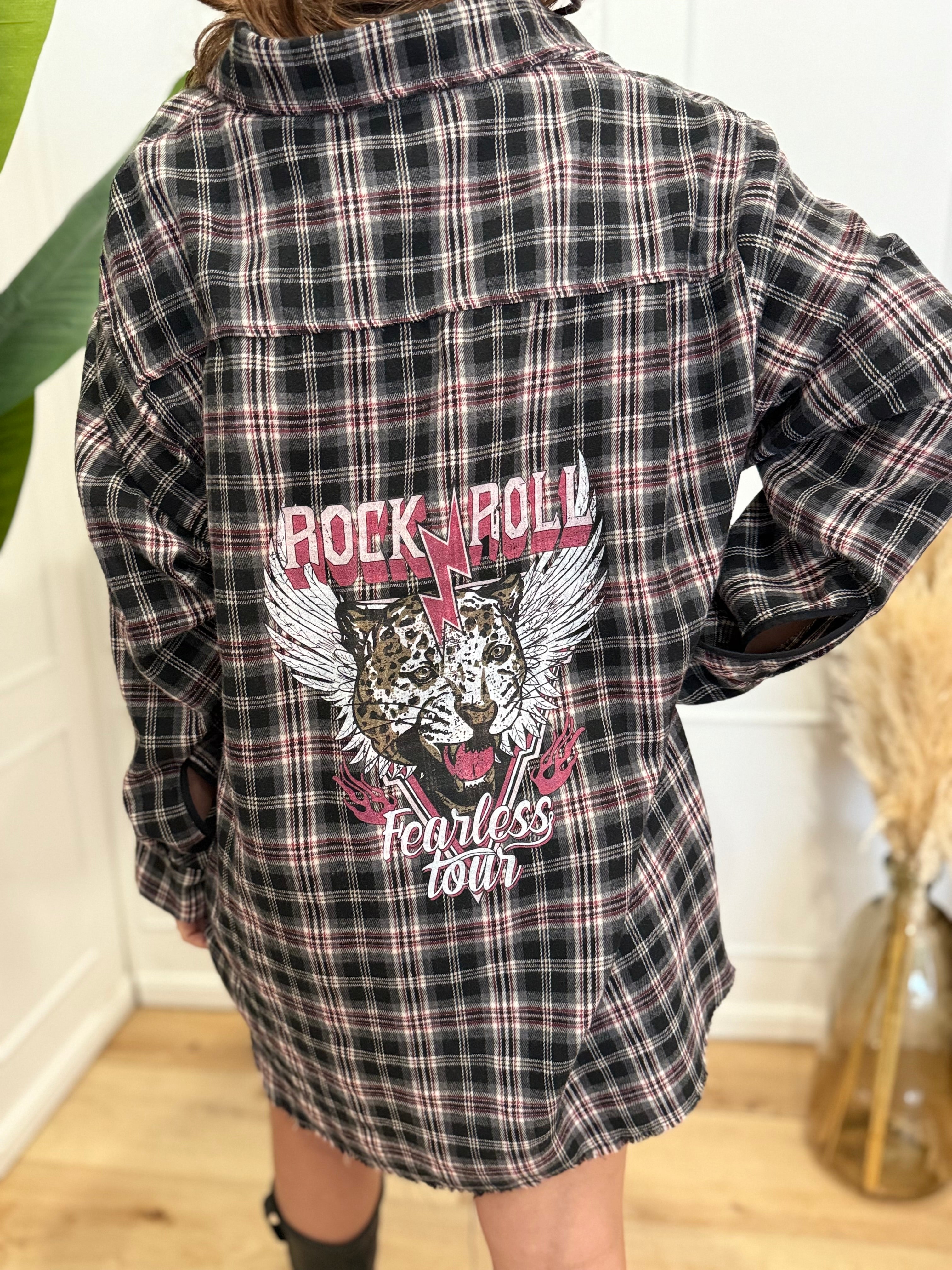 Camicione con stampa rock and roll vicolo