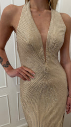 Abito spacco champagne Vivien Luxury