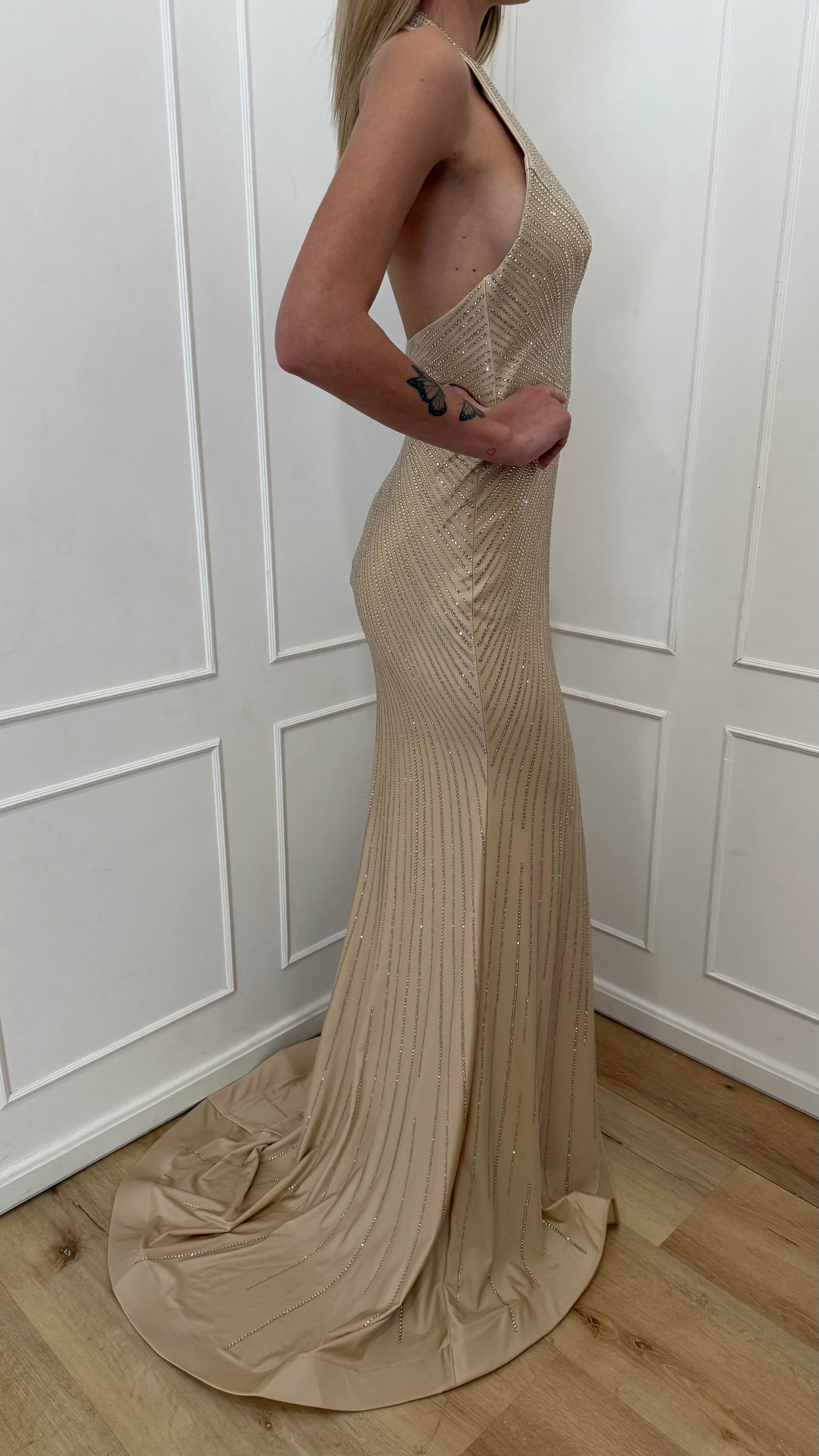 Abito spacco champagne Vivien Luxury
