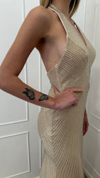 Abito spacco champagne Vivien Luxury