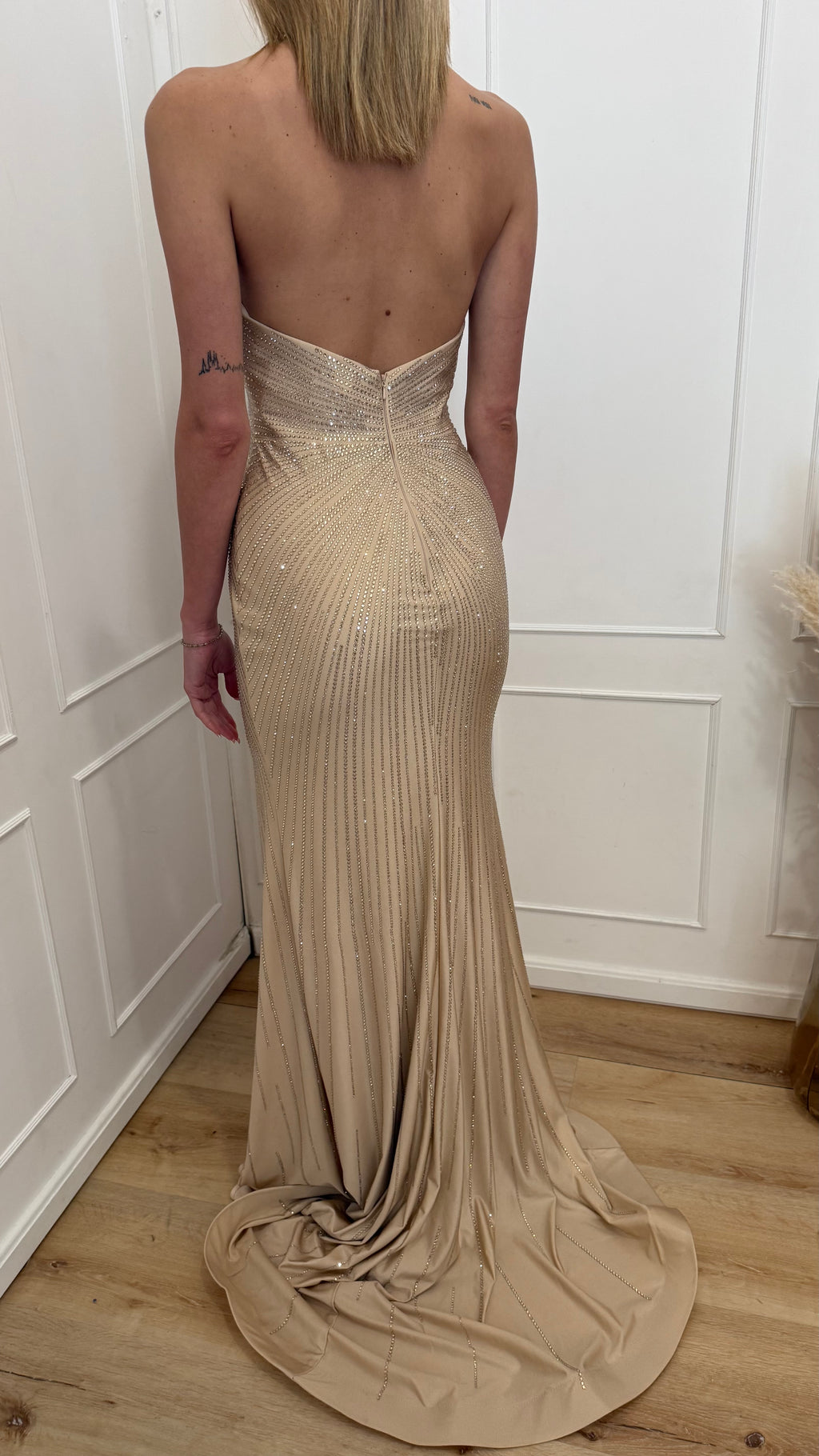 Abito spacco champagne Vivien Luxury