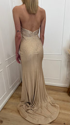 Abito spacco champagne Vivien Luxury